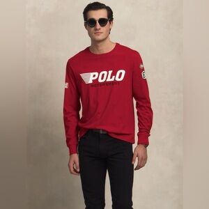 Polo by Ralph Lauren Red Motorsport Long Sleeve Tee size medium brand new